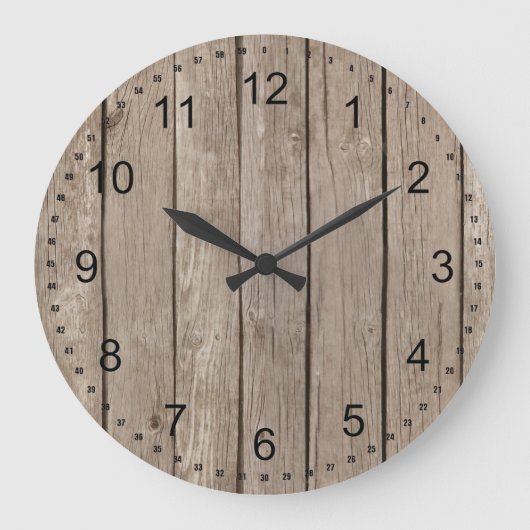 Chic Rustic Imitats Wood Große Wanduhr (Vorderseite)