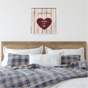 Chic Rustic Imitats Wood Heart Wedding Leinwanddruck