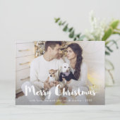 Chic Rustic Kariert mit Foto Frohe Weihnachten (Stehend Vorderseite)