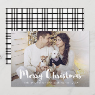 Chic Rustic Kariert mit Foto Frohe Weihnachten