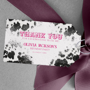 Chic Rustic Kuh Print Hot Pink 30. Geburtstag Part Geschenkanhänger