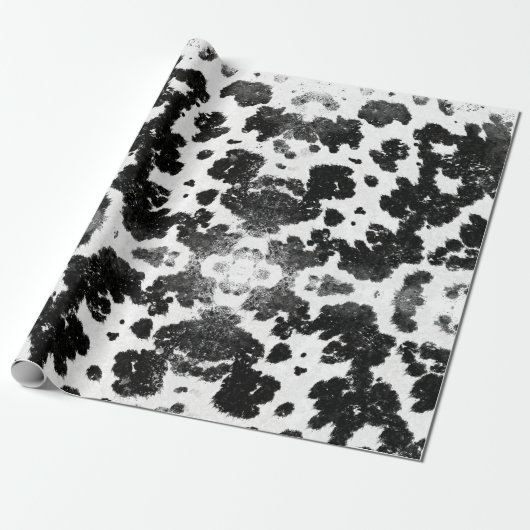 Chic Rustic Kuh Print Schwarz-Weiß Geschenkpapier (Ungerollt)