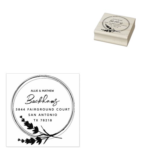 Chic Rustic Lavender Verheirateten Couple Rücksend Gummistempel (Stempel)