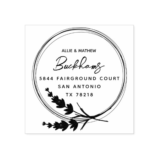 Chic Rustic Lavender Verheirateten Couple Rücksend Gummistempel (Prägung)