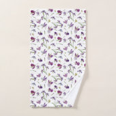 Chic Rustic Lila Watercolor Iris Blume Muster Badhandtuch Set (Handtuch)