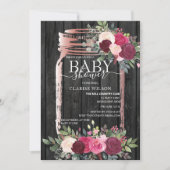 Chic Rustic Mason Jar Rose Gold Baby Dusche Einladung (Vorderseite)