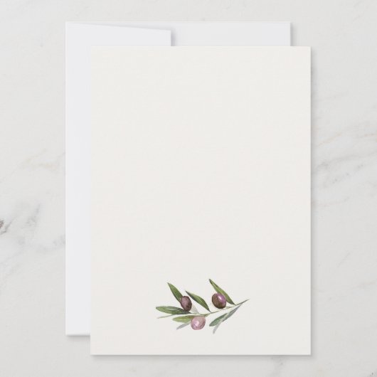 Chic Rustic Minimal Olive Branch Foliage Hochzeit Dankeskarte (Rückseite)