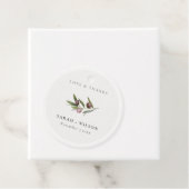 Chic Rustic Minimal Olive Branch Foliage Hochzeit Geschenkanhänger (Beispiel)