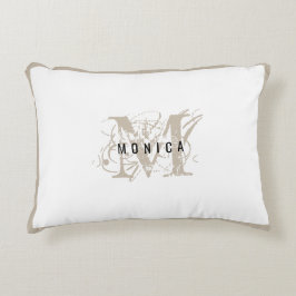 Chic Rustic Modern Beige Monogram Dekokissen