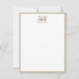 Chic Rustic Modern Beige Monogram Minimalistisch Mitteilungskarte