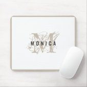 Chic Rustic Modern Beige Monogram Mousepad (Mit Mouse)
