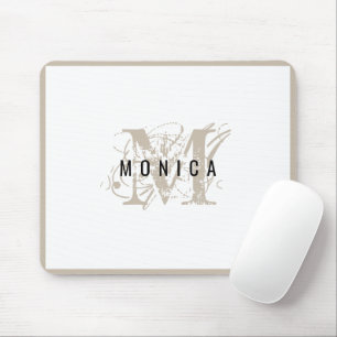 Chic Rustic Modern Beige Monogram Mousepad