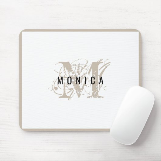 Chic Rustic Modern Beige Monogram Mousepad (Mit Mouse)