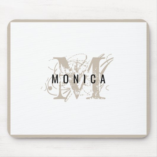 Chic Rustic Modern Beige Monogram Mousepad (Vorne)