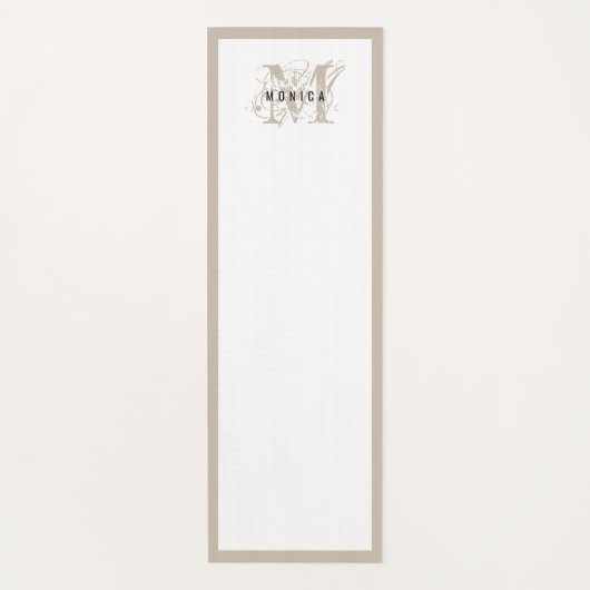 Chic Rustic Modern Beige Monogram Yogamatte (Vorderseite)