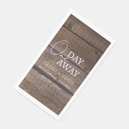 Chic Rustic One Day Away Probe Dinner Hochzeit Serviette (Ecke)