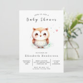 Chic Rustic Owl Baby Dusche Einladung (Stehend Vorderseite)