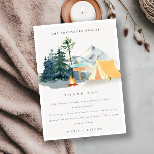 Chic Rustic Pine Woods Camping Mountain Wedding Dankeskarte