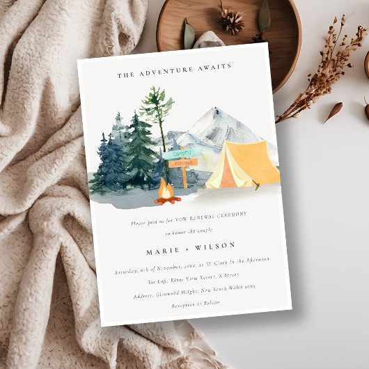 Chic Rustic Pine Woods Camping Mountain Wedding Einladung