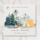 Chic Rustic Pine Woods Camping Mountain Wedding Geschenkanhänger (Vorderseite)