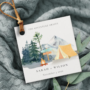 Chic Rustic Pine Woods Camping Mountain Wedding Geschenkanhänger
