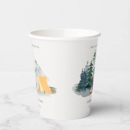 Chic Rustic Pine Woods Camping Mountain Wedding Pappbecher (Links)