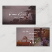 Chic Rustic Rose Gold Overlay 4 Fotos Skript Visitenkarte (Vorne/Hinten)
