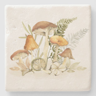 Chic Rustic Rust Orange Mushroom Fern Foliage Steinuntersetzer