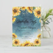 Chic Rustic Sonnenblumen, String Lights Abschluss Einladung (Stehend Vorderseite)