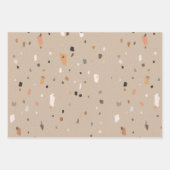 Chic rustic taupe terrazzo geschenkpapier set (Vorderseite 3)