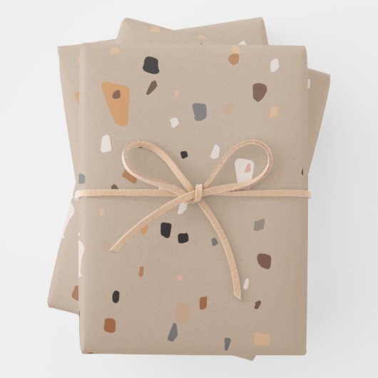 Chic rustic taupe terrazzo geschenkpapier set (Beispiel)