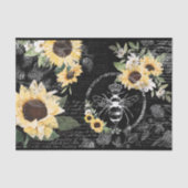 Chic Rustic Vintag Queen Honey Bee Sunblumen Seidenpapier (Vorderseite)