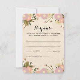 Chic Rustic Watercolor Floral Leinwand Wedding RSV RSVP Karte