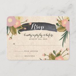 Chic Rustic Watercolor Floral Leinwand Wedding RSV RSVP Karte