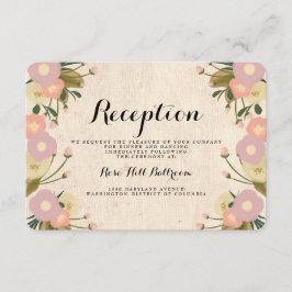 Chic Rustic Watercolor Floral Wedding Reception Begleitkarte