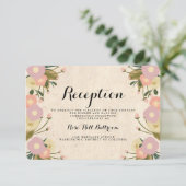 Chic Rustic Watercolor Floral Wedding Reception Begleitkarte (Stehend Vorderseite)