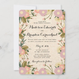 Chic Rustic Watercolor Leinwand Wedding Einladung