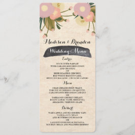 Chic Rustic Watercolor Leinwand Wedding Menu Menükarte