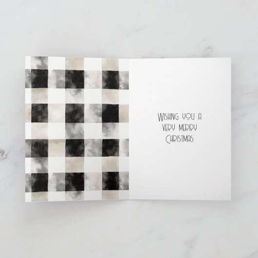 Chic Rustic Weihnachtscreme Black Silver Glam Bow Karte (Innenseite)