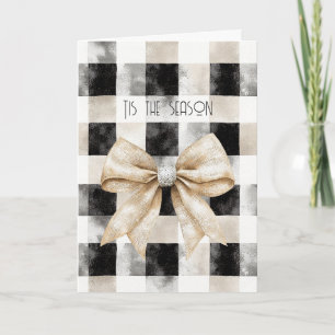 Chic Rustic Weihnachtscreme Black Silver Glam Bow Karte