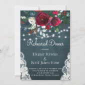 Chic rustic Winter florale Hochzeit Probe Dinner Einladung (Vorderseite)