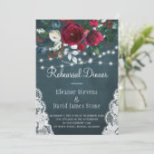 Chic rustic Winter florale Hochzeit Probe Dinner Einladung (Stehend Vorderseite)