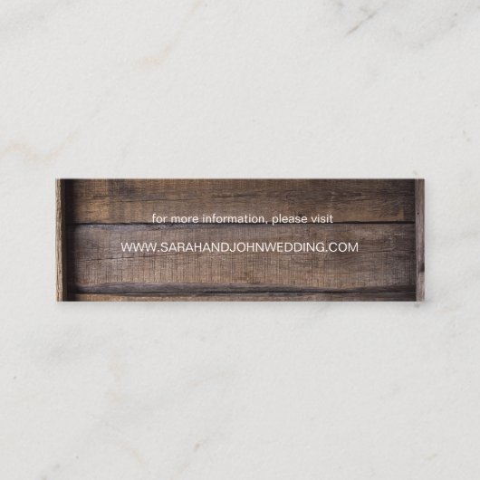 Chic Rustic Wood Wedding Website Card Mini Visitenkarte (Vorderseite)
