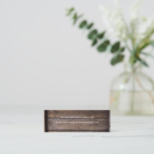 Chic Rustic Wood Wedding Website Card Mini Visitenkarte (Stehend Vorderseite)