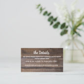 Chic Rustic Wood Wedding Website RSVP Card Visitenkarte (Stehend Vorderseite)