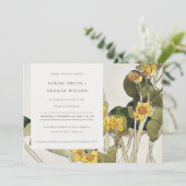 Chic Rustic Yellow Daffodil Floral Wedite Einladun Dankeskarte (Stehend Vorderseite)