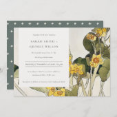 Chic Rustic Yellow Daffodil Floral Wedite Einladun Dankeskarte (Vorne/Hinten)