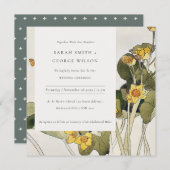Chic Rustic Yellow Daffodil Floral Wedite Einladun Dankeskarte (Vorne/Hinten)