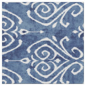 Chic rustikal-blauer Damast-Kat-Stammmuster Stoff (Nahaufnahme)