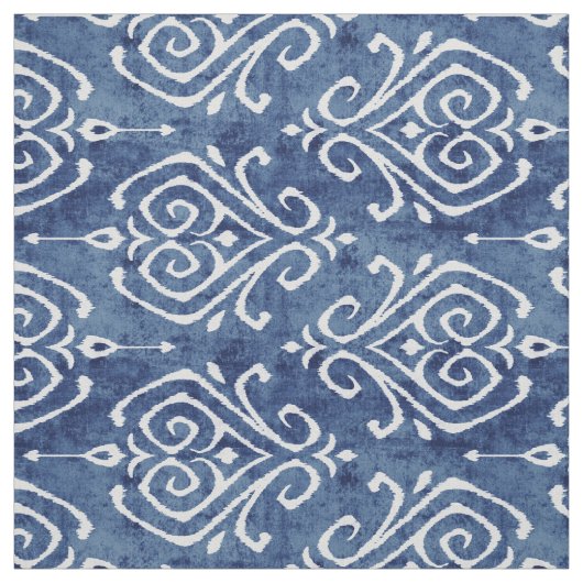 Chic rustikal-blauer Damast-Kat-Stammmuster Stoff (Muster)